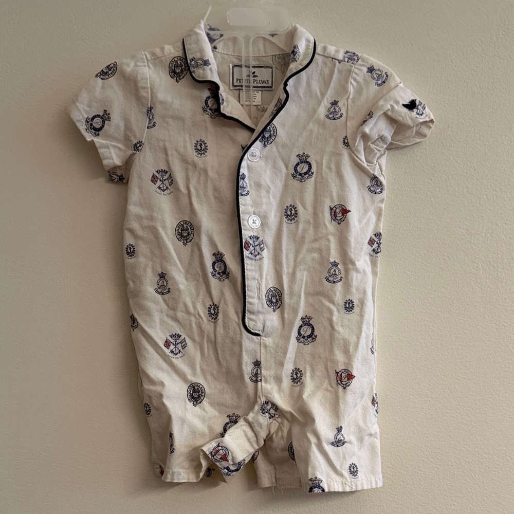Petite Plume Short Sleeve Baby Romper 6-12m
